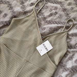 Olive Ribbed Flared Bottom Jumpsuit